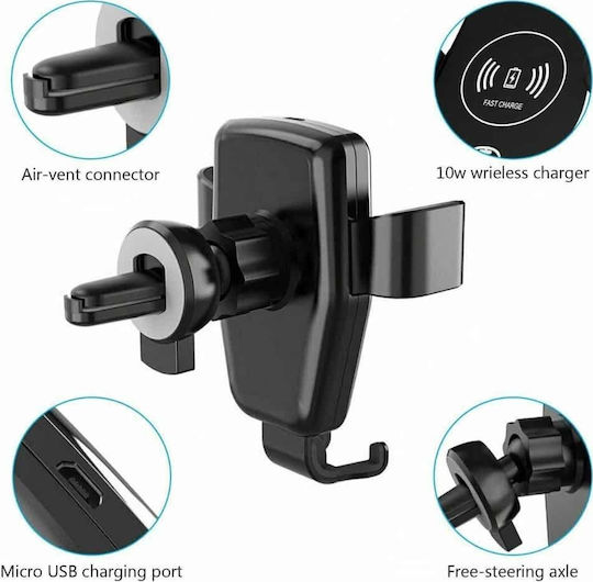 Wireless Charger Holder Car Mobile Mount 4-6 Inches with Adjustable Hooks Black