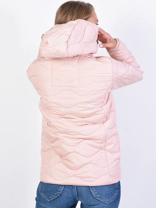 Kurz Damen Puffer Jacke für Winter Rosa
