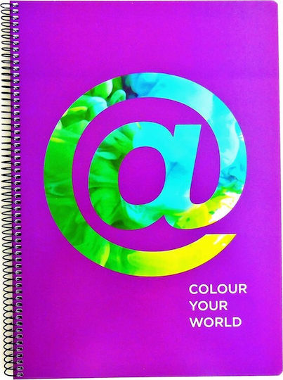 Neohart Σπιράλ Τετράδιο Ριγέ Β5 60 Φύλλων 2 Θεμάτων Colour Your World Πολύχρωμο