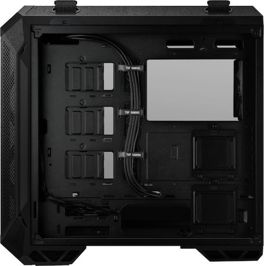 Asus TUF GT501 Gaming Midi Tower Κουτί Υπολογιστή με Πλαϊνό Παράθυρο και RGB Φωτισμό Μαύρο