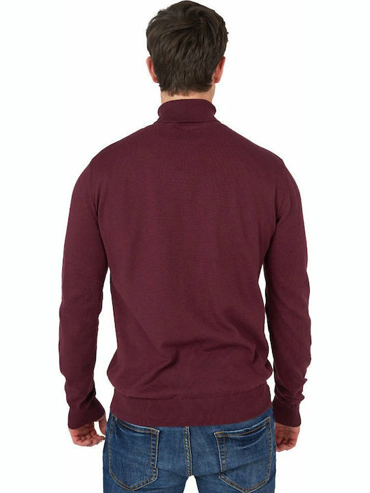 Funky Buddha Men's Long Sleeve Sweater Turtleneck Burgundy