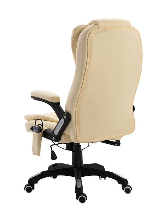 Executive Reclining Office Chair Massage with Fixed Arms Beige vidaXL