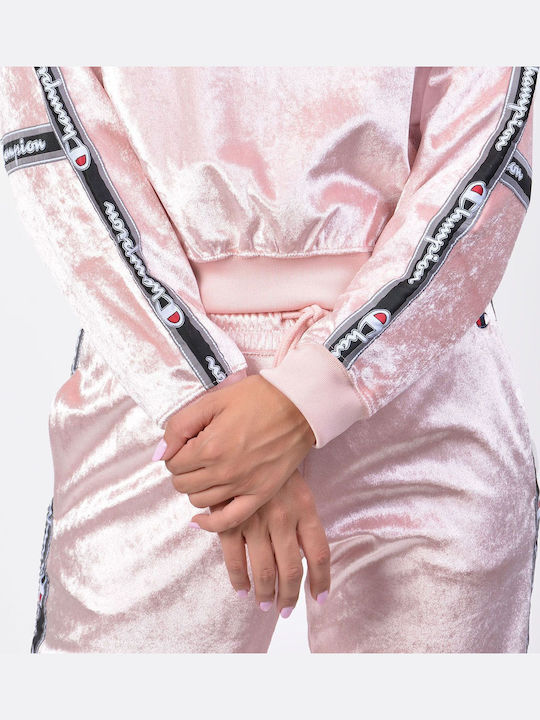 Cropped Women's Sweatshirt Velvet Pink