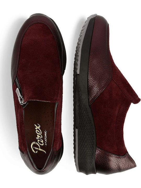 Ανατομικά Γυναικεία Slip-On Δερμάτινα Μπορντό