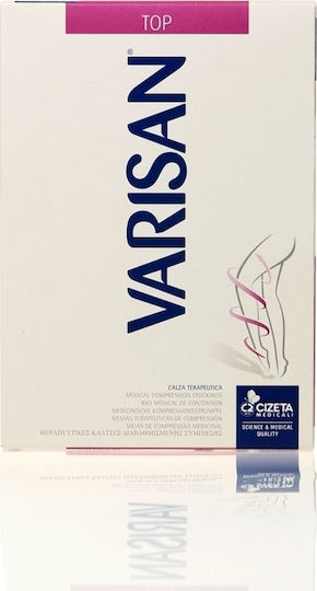 Varisan Top Silicone Thigh with Open Toes Class 1 18-21 mmHg Corto Long Socks Thigh High Graduated Compression with Silicone & Open Toes 18-21 mmHg Beige