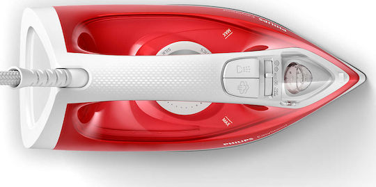 Philips Steam Iron 2000W with Non-stick Plate and Continuous Steam Supply 25g/min Red/White