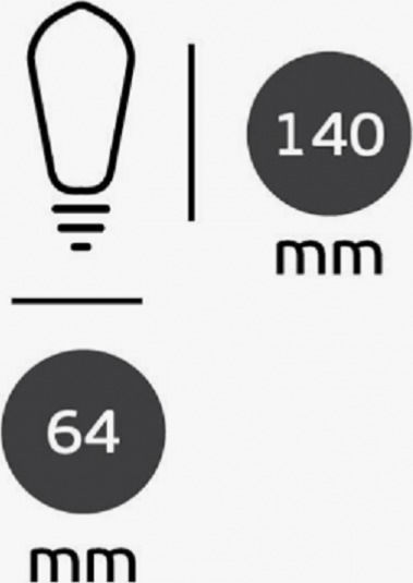 VK Lighting LED Bulb 5W 140mm for Socket E27 and Shape ST64 Warm White 300lm Dimmable