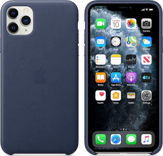 Apple Leather Case Back Cover Δερμάτινο Μπλε (iPhone 11 Pro Max)