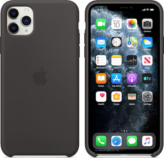Apple Silicone Case Back Cover Σιλικόνης Μαύρο (iPhone 11 Pro Max)