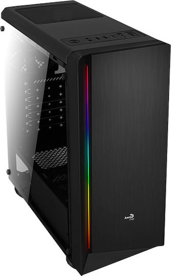 Aerocool Rift Gaming Midi Tower Κουτί Υπολογιστή με Πλαϊνό Παράθυρο και RGB Φωτισμό Μαύρο