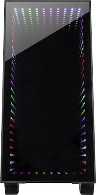 Inter-Tech X-608 Infinity Micro Jocuri Middle Tower Cutie de calculator cu iluminare RGB Negru