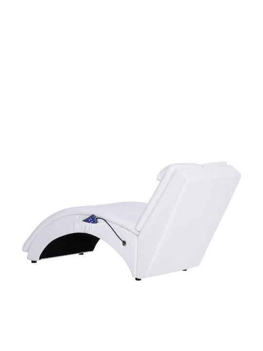 Recliner of Faux Leather White L145xW54xH72cm