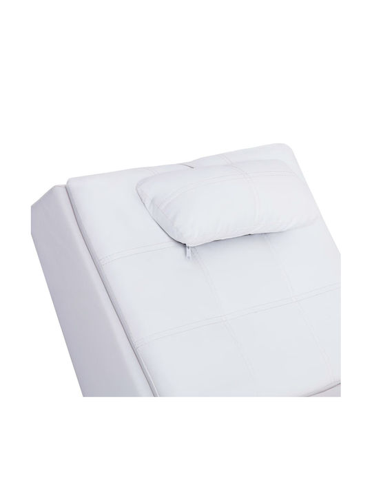 Recliner of Faux Leather White L145xW54xH72cm
