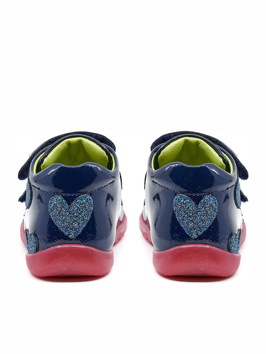 Kids Leather Boots with Hoop & Loop Closure Navy Blue
