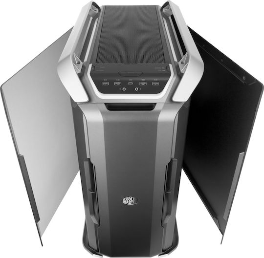 CoolerMaster Cosmos C700P Гейминг Пълна кула Компютърна кутия със страничен прозорец и RGB осветление Сив