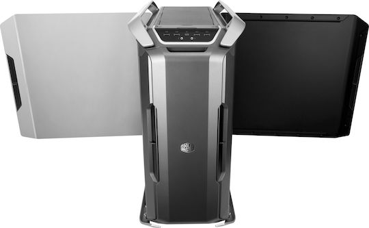 CoolerMaster Cosmos C700P Гейминг Пълна кула Компютърна кутия със страничен прозорец и RGB осветление Сив