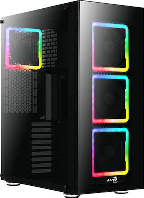Aerocool Tor Pro Gaming Full Tower Κουτί Υπολογιστή με Πλαϊνό Παράθυρο και RGB Φωτισμό Μαύρο
