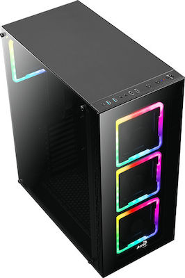 Aerocool Tor Pro Gaming Full Tower Κουτί Υπολογιστή με Πλαϊνό Παράθυρο και RGB Φωτισμό Μαύρο