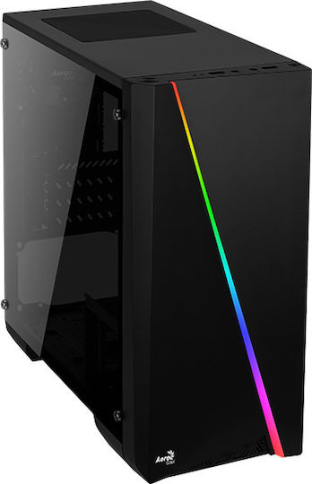 Aerocool Cylon Mini Gaming Mini Tower Κουτί Υπολογιστή με Πλαϊνό Παράθυρο και RGB Φωτισμό Μαύρο