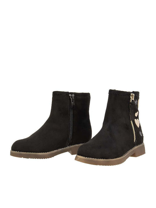 Exe Kelly Kids Suede Anatomic Boots with Zipper Black