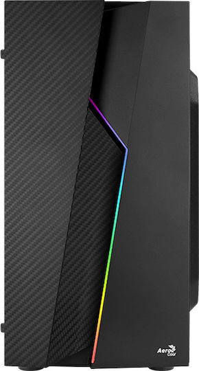 Aerocool Bolt Mini Gaming Mini Tower Κουτί Υπολογιστή με Πλαϊνό Παράθυρο και RGB Φωτισμό Μαύρο
