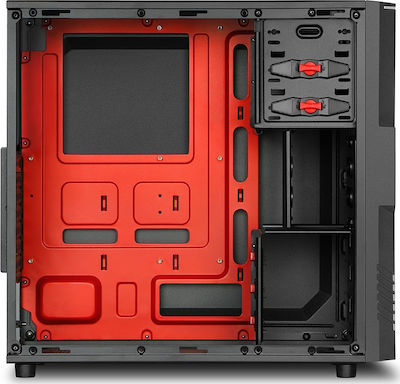 Sharkoon T3-W Midi Tower Computer Case with Window Panel Red