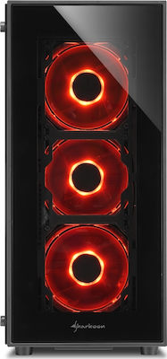 Sharkoon TG5 Gaming Midi Tower Κουτί Υπολογιστή με Πλαϊνό Παράθυρο Κόκκινο