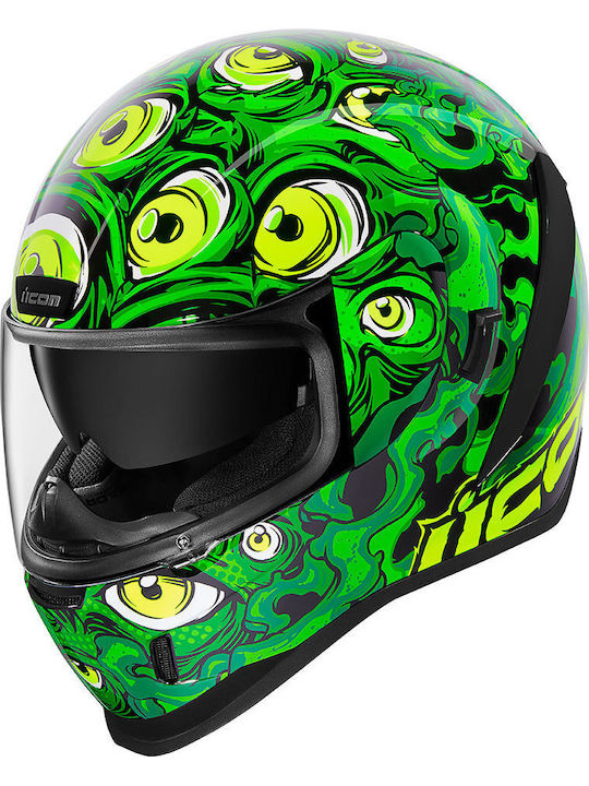 Icon Airform Illuminatus Full Face Helmet with Sun Visor ECE 22.05 Green 0101-12657