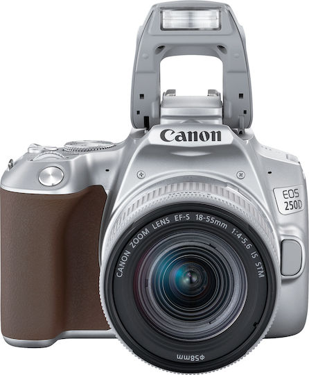 Canon DSLR Camera EOS 250D Crop Frame Kit (EF-S 18-55mm F4-5.6 IS STM) Silver