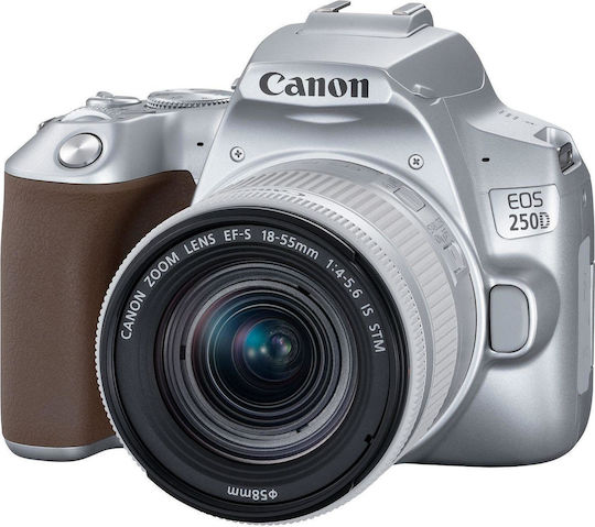 Canon DSLR Camera EOS 250D Crop Frame Kit (EF-S 18-55mm F4-5.6 IS STM) Silver