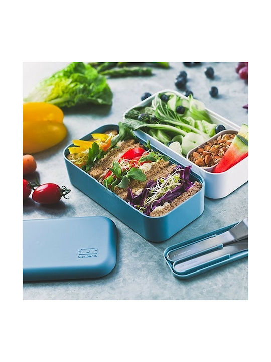 Monbento Original Cutie pentru Mâncare Plastic Denim/alb Potrivit pentru Cuptor cu Microunde 1000ml 1buc