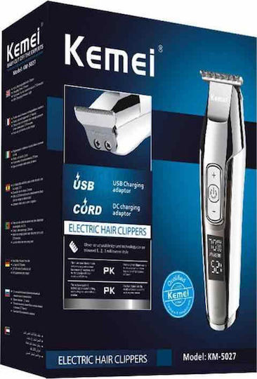 Kemei Rechargeable Hair Clipper Silver KM-5027