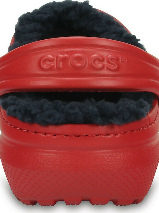 Crocs Ανατομικές Παιδικές Παντόφλες Κόκκινες Classic Lined
