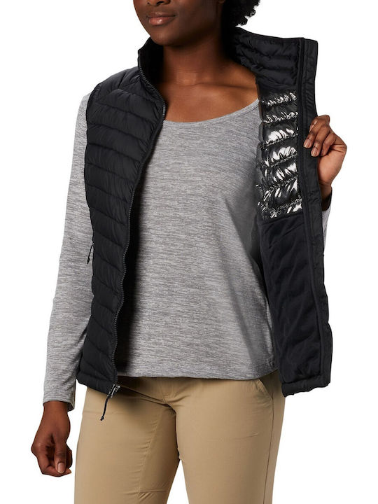 Powder Lite Vest Women's for Hiking Short Puffer Jacket for Spring or Autumn Black
