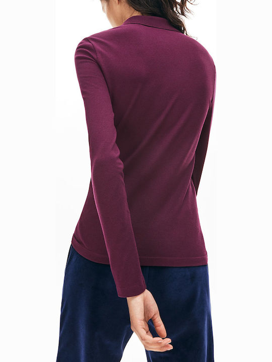 Women's Polo Blouse Long Sleeve Burgundy