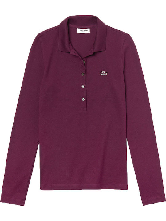 Women's Polo Blouse Long Sleeve Burgundy