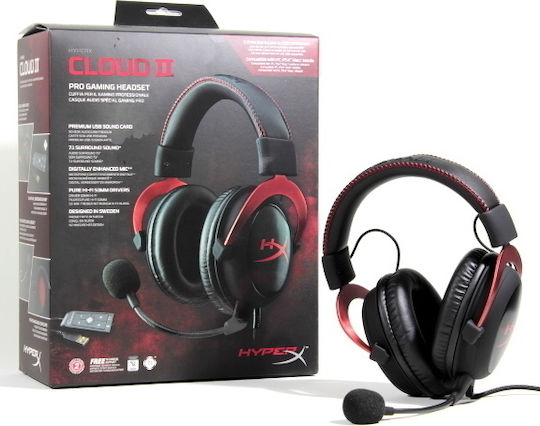 HyperX Cloud II Over Ear Gaming Headset with USB / 3.5mm Connection Red