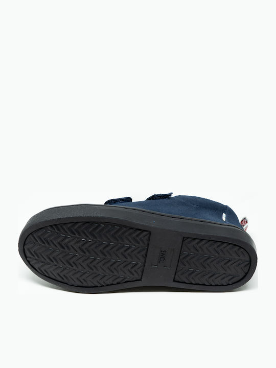 Suede Παιδικά Μποτάκια με Σκρατς Navy Μπλε
