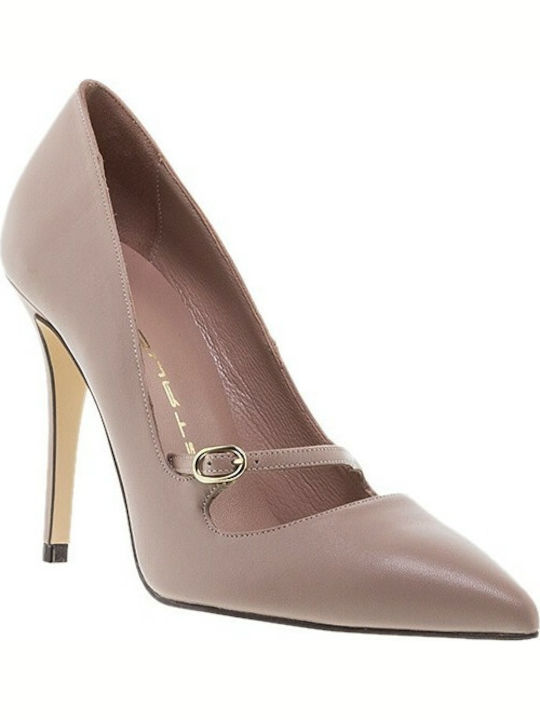 Mourtzi Leather Pointed Toe Stiletto Nude High Heels