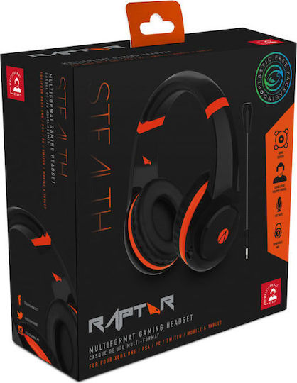 Stealth Raptor On Ear Gaming Headset με σύνδεση 3.5mm Πορτοκαλί