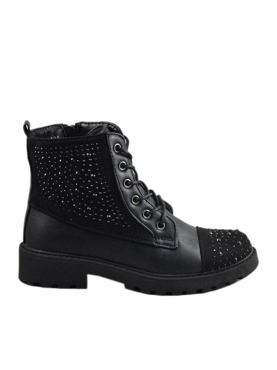 IQ Shoes Holly Cizme copii din piele intoarsa cu Fermoar Negre