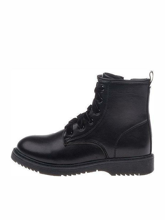 Alexis Leather Kids Boots with Zipper Black