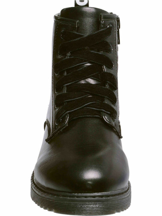 Alexis Leather Kids Boots with Zipper Black