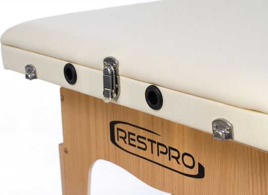 Rest Pro Classic 3 Wooden Portable/Folding Ecru Massage and Physiotherapy Bed 192x70cm
