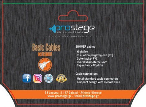Prostage Cable 6.3mm male - 6.3mm male 1m (BTM-01)