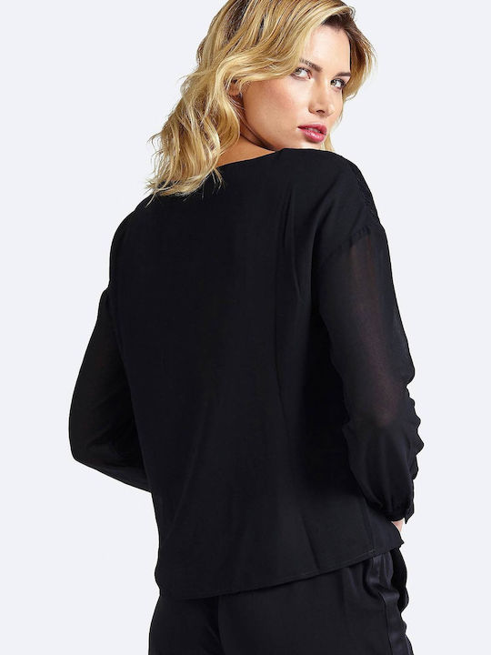 Guess Women's Blouse Long Sleeve Black