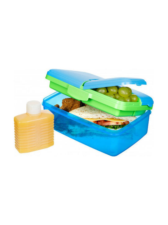 Sistema Φαγητοδοχείο Slimline Quaddie 1500ml Lunch Box Plastic Blue Suitable for for Lid for Microwave Oven 1500ml 1pcs