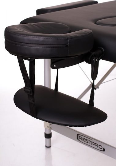 Rest Pro Alu 3 Pat Masaj și Fizioterapie Portabil Negru din Aluminiu 192x70cm