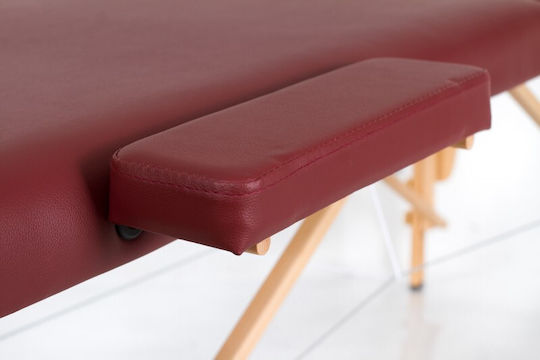 Rest Pro Classic 2 Wooden Portable/Folding Burgundy Massage and Physiotherapy Bed 192x70cm