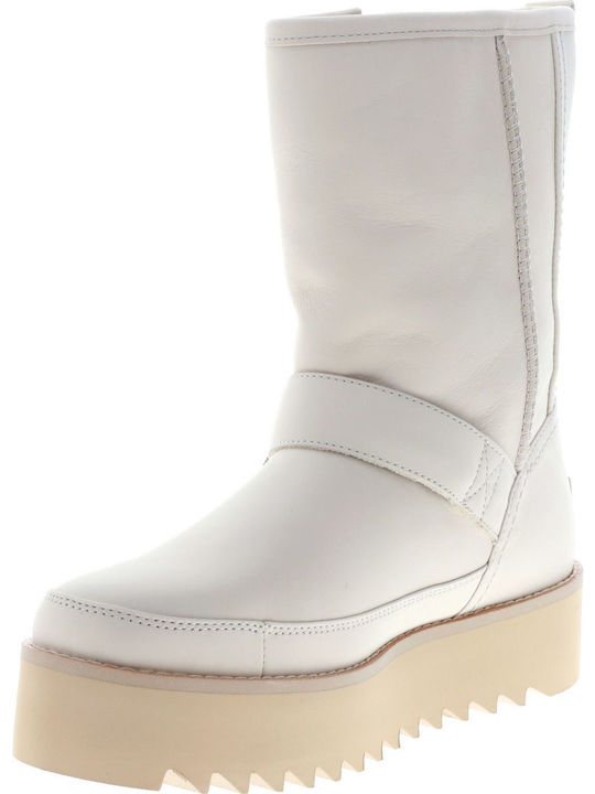 1106913 Leder Stiefeletten Damen Beige